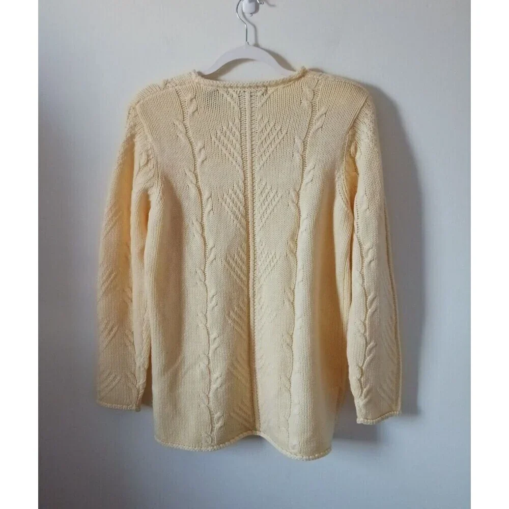 Karen Scott Pullover Sweater Cable Knit Long Sleeve Crew Neck Yellow Size‎ M